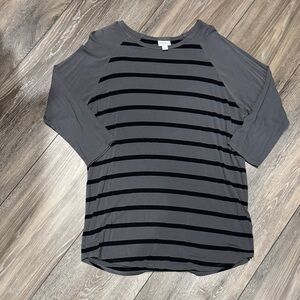 LuLaRoe Charcoal and Black Striped Top